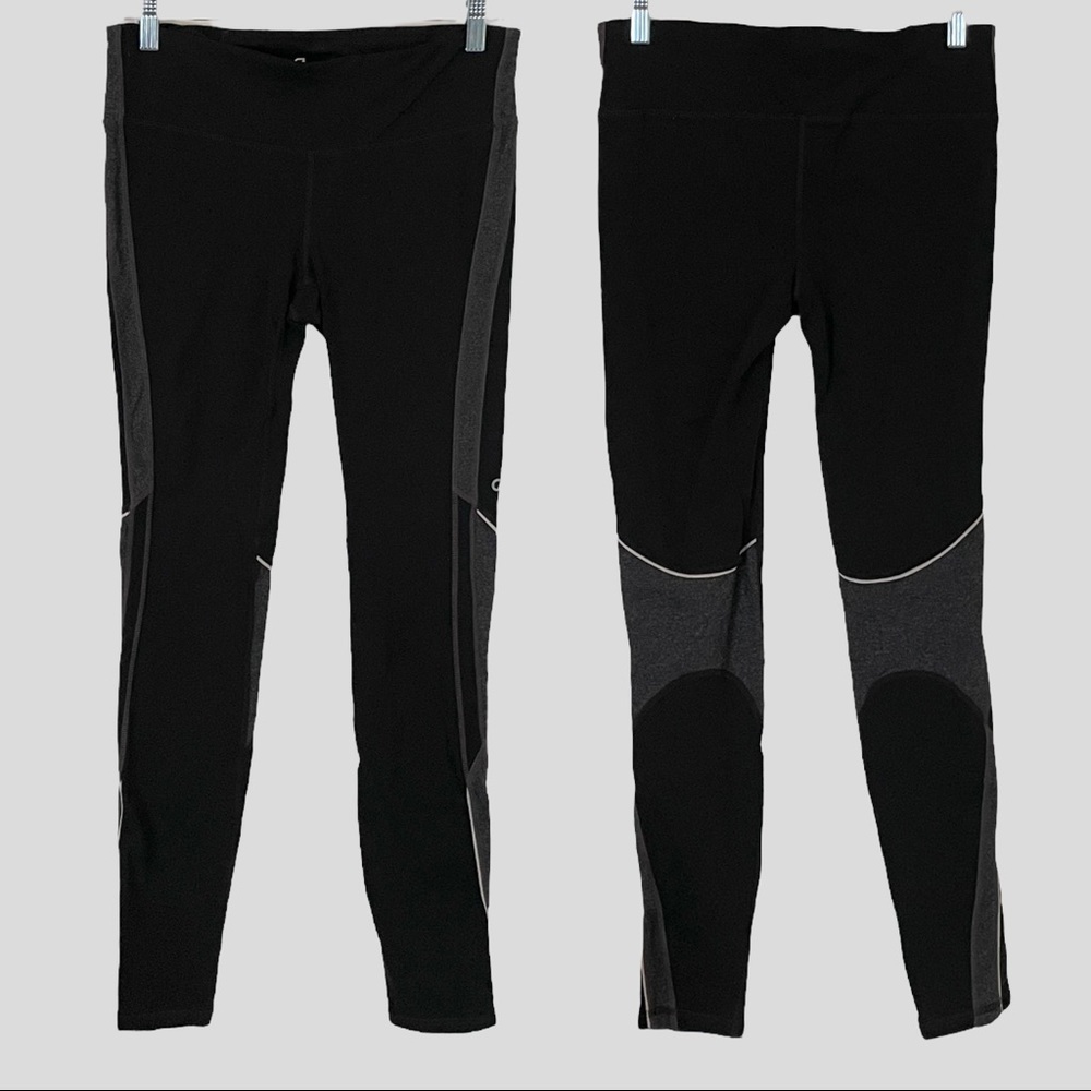 🌺 GapFit Activewear Black & Gray Colorblock Workout Leggings Size M